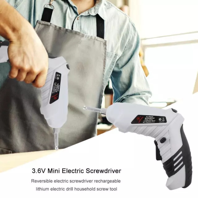 fr 3.6V Electric Hand Screwdriver USB Cordless Screwdriver Drill Set w/LED Light