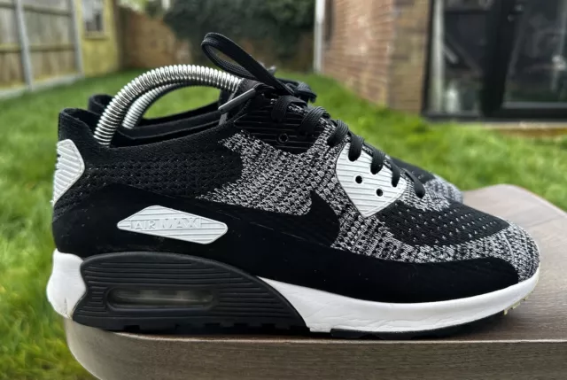 NIKE Air Max 90 Ultra 2.0 Flyknit Negro, Blanco y Antracita REINO UNIDO 7.5 (881109-002)