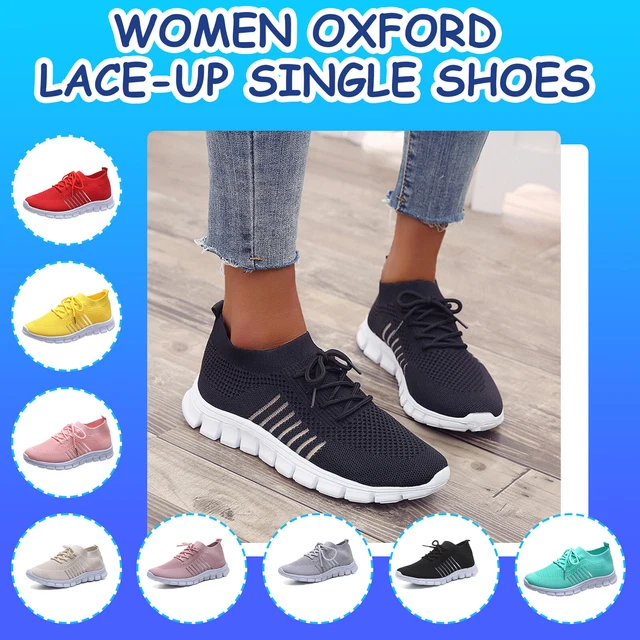 Womens Ladies Breathable Trainers Running Sneakers Lace Up Mesh Sport Gym Shoes@