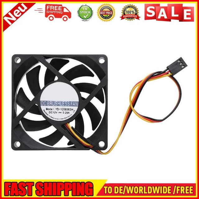 Resistente al agua YD-120806SH 12V 68x68x15mm bajo ruido ventilador de CC sin escobillas