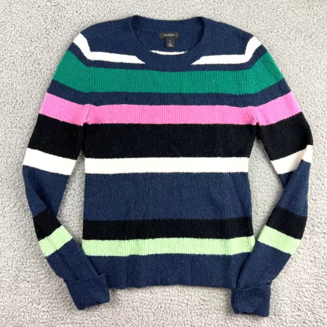 Halogen Multicolor Knit Crewneck Sweater Multi Stripe Womens Size XS Navy Blue