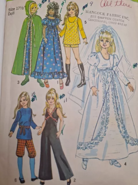 Doll Clothing 17 1/2" Simplicity 9698 Sewing Pattern Cut VTG Crissy Teen Kerry 3