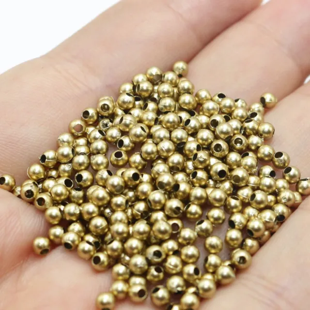 2000 piezas espaciador de 3 mm de acrílico metálico mini cuentas redondas lisas tono dorado oscuro