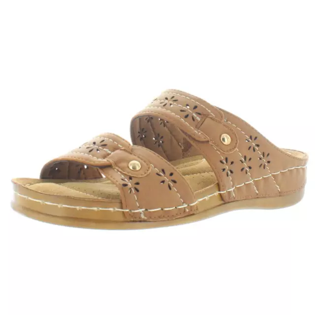 EASY STREET WOMENS Cash Tan Mules Slide Sandals Shoes 6.5 Wide (C,D,W ...