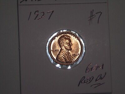 wheat penny 1927 LINCOLN CENT SHARP GEM RED BU 1927-P LOT#7 NICE GEM RED UNC
