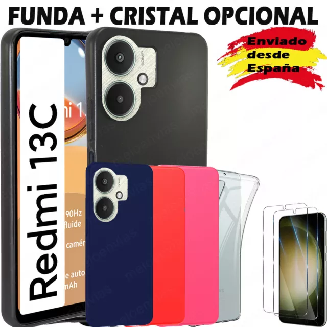 Funda + Cristal Templado XIAOMI REDMI 13C Carcasa Silicona Gel TPU Mate Elige