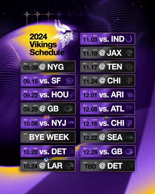 Vikings Schedule 2025 To 2025 Season Rebecca Terry