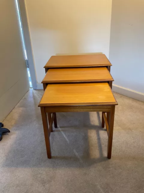 Mid Century Retro Teak Nest Of Three Tables