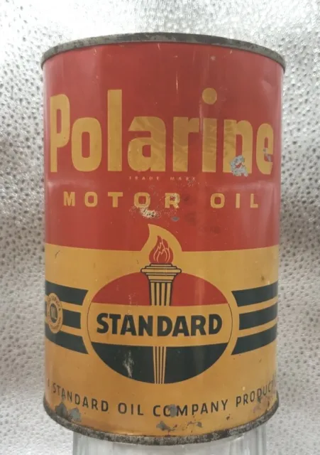 Vintage Polarine Standard Oil Tin Can Empty 1 US Quart