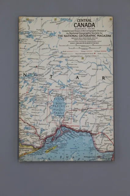 National Geographic Magazine Atlas Plate 24 - Issue July 1963 Central Canada Map