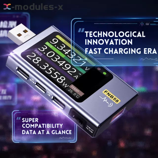 FNIRSI FNB58 USB Voltage Current Meter Voltmeter Ammeter Type-C Fast Charge USA