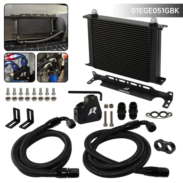 28 ROW ENGINE Oil Cooler Kit+Sandwich Plate adapter For LS1 LS2 LS3