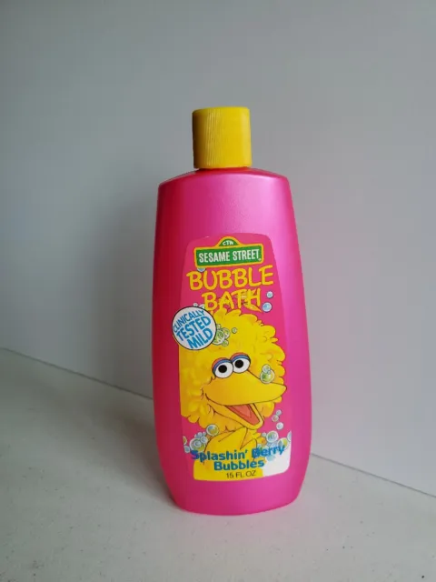 De colección 1991 Sesame Street Bubble Bath Splashin Berry Bubbles 15 oz Big Bird Difícil de encontrar