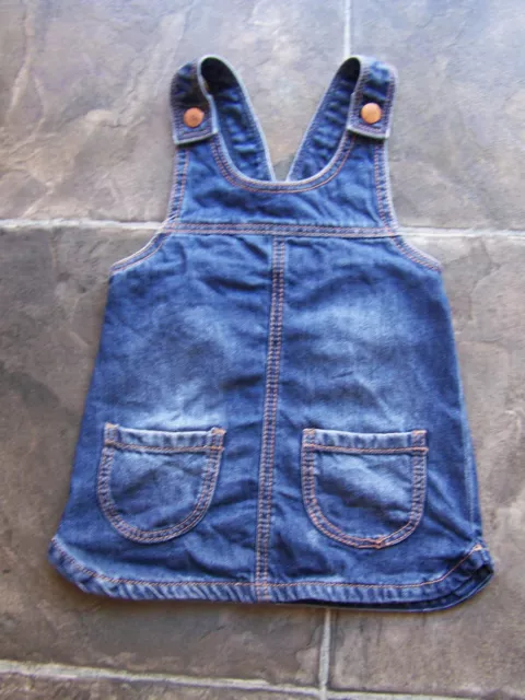 Baby Girl's Next Navy Denim Pinafore Dress Size 0 VGC