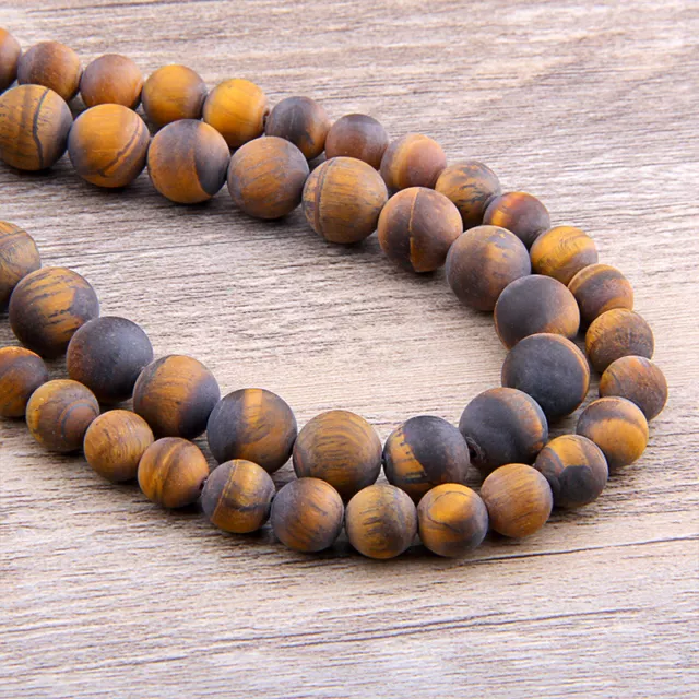 4/6/8/10/12mm Natural Matte Yellow Tiger Eye Gem Round Loose Bead 15.5" AYZ17