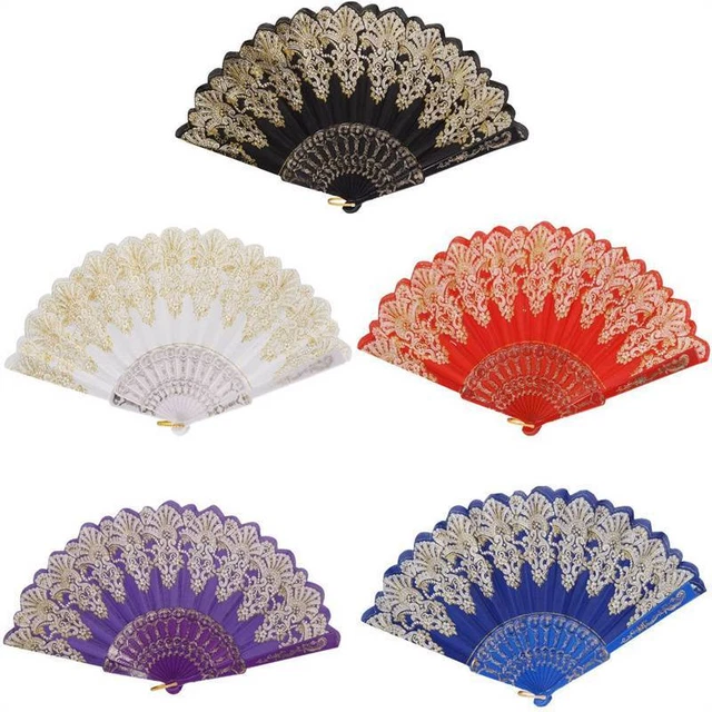 Fashion Lace Dance Fan Luxury Folding Hand Fan Dancing Folding Fan Hot Gold Fan
