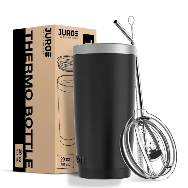 JURO Tumbler 20 oz Stainless Steel Vacuum Insulated w/Lids and Straw Travel Mug