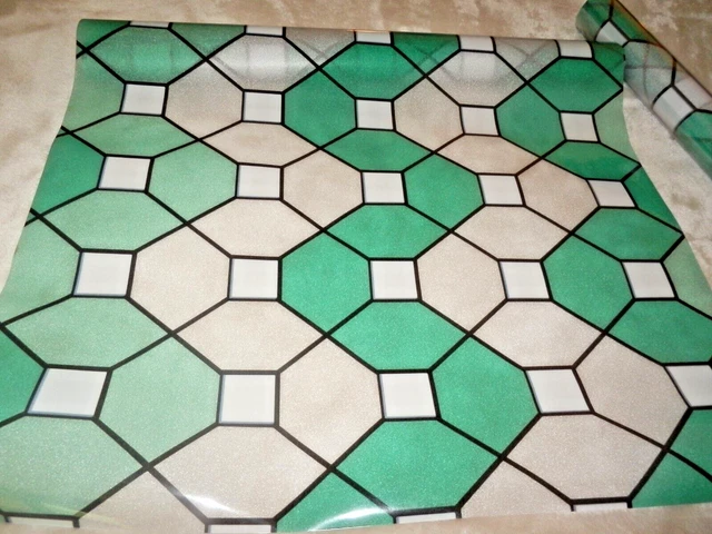 2 NEW Green & White Stained Glass Look PRIVACY WINDOW FILM 17.7" X 118" Rolls