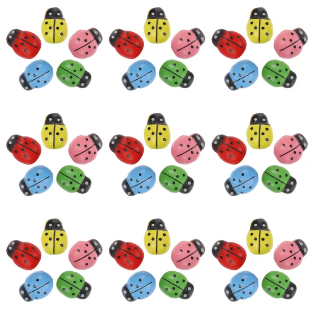 100 Pcs Wooden Ladybug Stickers Embellishments Shaped Accessories