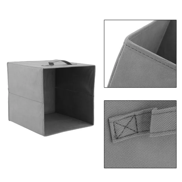 Grau faltbar quadratisch Leinwand Aufbewahrung zusammenklappbar Faltbox Stoff Würfel Spielzeug 3