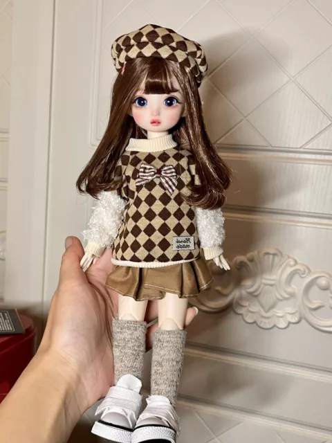 Full Set 1/6 BJD Doll Girl Ball Jointed Kids Gift Eyes Dress Makeup Handmade Toy