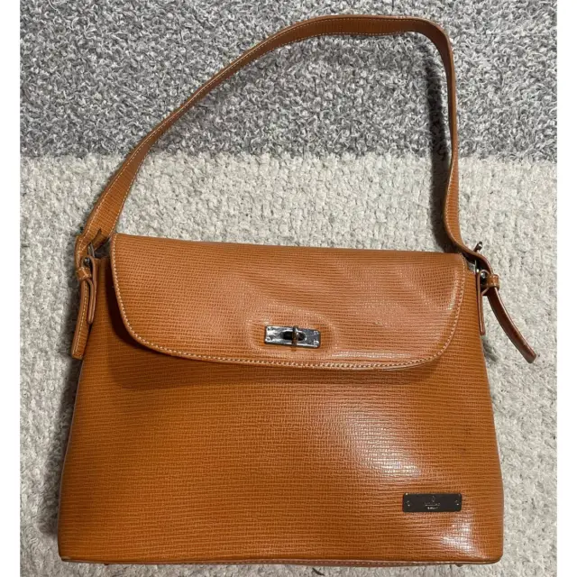 VTG Gillian of Italy Elegant Purse Handbag Shoulder Bag Tan Orange Vegan Leather