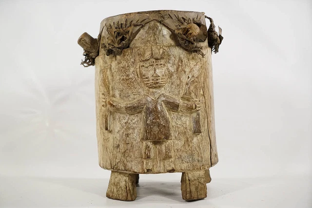 Authentic Yoruba Hand Carved African Drum 14.5" - Nigeria