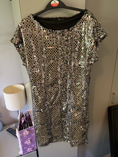 RIVER ISLAND GOLD sequin Dress - Size 8 2.99 - PicClick UK