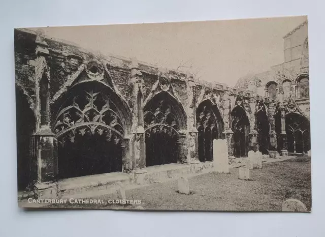 Unposted Vintage E Crow & Son Postcard - Canterbury Cathedral, Cloisters  (d)