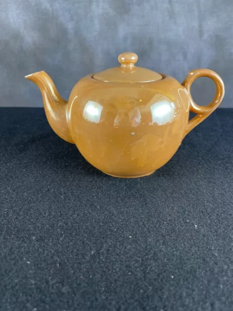 Vintage Hand Painted Orange Ceramic tea pot made in Japan with lid