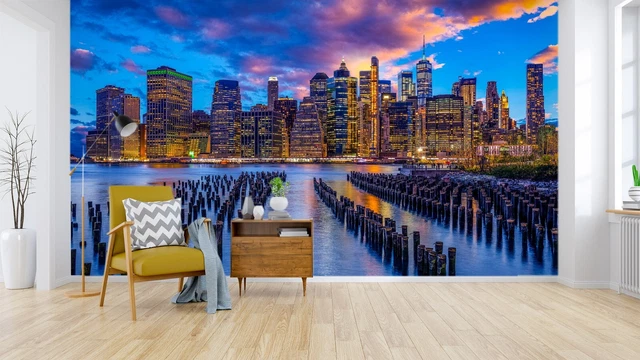 3D Night Light Building River 11408 Marco Carmassi Door Mural main image 0