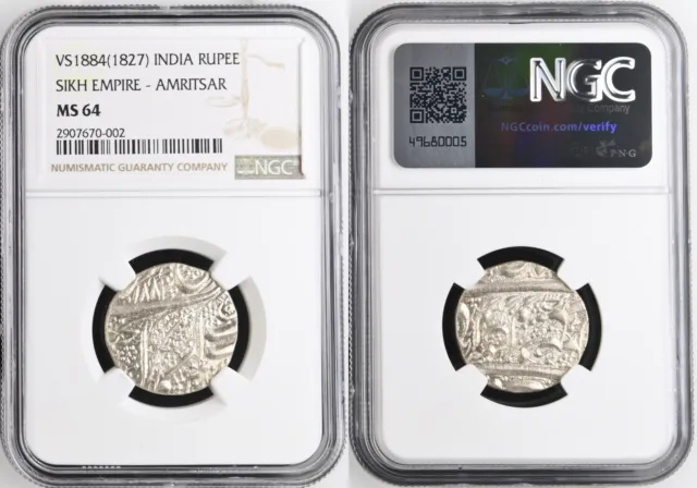 VS1884 INDIA SIKH EMPIRE - AMRITSAR RUPEE NGC Graded MS 64