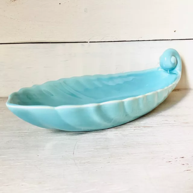 Vintage California Pottery Franciscan Ware Satin Turquoise Glaze Shell Bowl