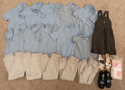 Lotto di abiti da lavoro per ragazze età 4-5 anni abito da asilo nido blu polo grigio scarpe da jogger