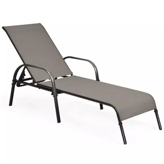 ANGELES HOME Patio Furniture 40" H x 26" W x 75"D Brown Steel Patio Lounge Chair