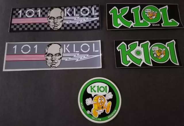 5 RARE STICKERS FROM KLOL 101FM RADIO HOUSTON - VINTAGE ORIGINALS  w/ METAL HEAD