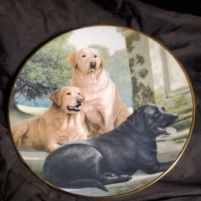 Porcelain Plate Labrador Dogs: Nigel Hemming "Canine Companions" Franklin Mint