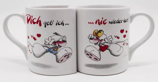 Diddl Kaffeetassen 2er Set Dich geb ich... nie wieder her! unbenutzt Neuwertig