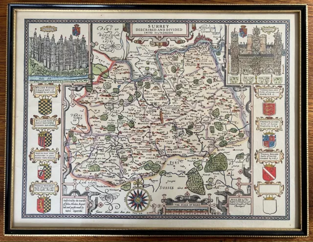 Surrey Described And Divided Into Hundreds Map John Speed Chiswell