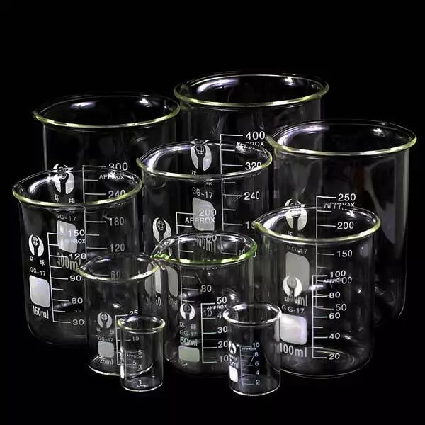 5 ml - 3000 ml Glas-Laborgriffbecher. Glaswaren mit hoher chemischer Stabilität