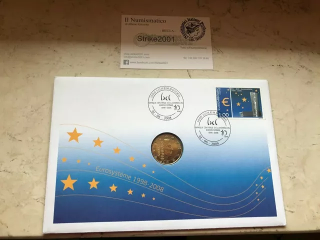 Euro LUSSEMBURGO 2008 POSTE Busta Filatelica in Folder Ufficiale con 2 euro 2004