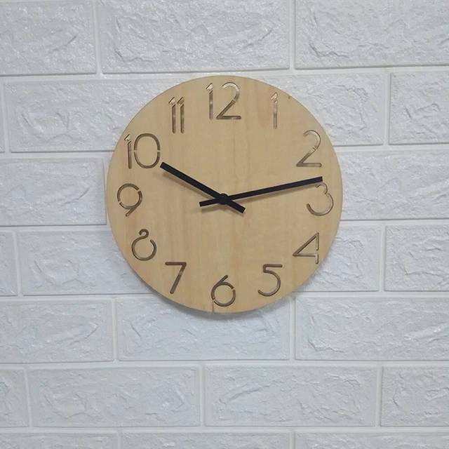 Horloge Murale Ronde En Bois 22 Cm Vintage Silencieuse - Décoration Rustique Classique Pour Intérieur