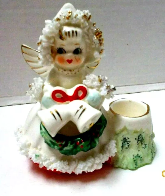 Vintage 1950's Christmas Commodore ANGEL FIGURINE /CANDLE HOLDER-Spaghetti-Japan