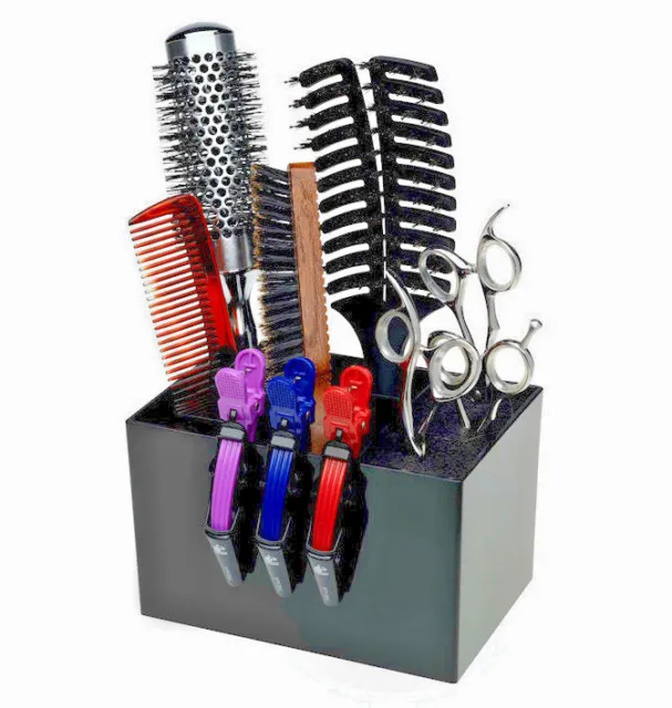 SIBEL PRACTIQ Scissor, Comb, Brush & Clips Hairdresser Tool Holder Stand - BLACK