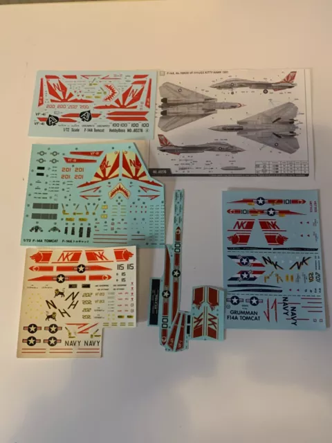 1/72 F-14 Tomcat - Various Used Decal Sheets - inc VF-111, VF-1, VF-2 & VF-213