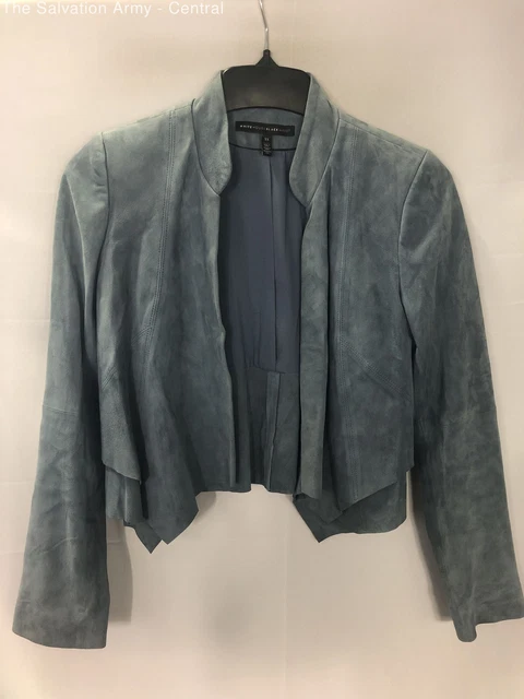 White House Black Market Womens Blue Long Sleeve Cropped Jacket Size X-Small