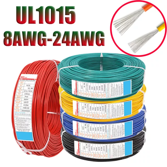 UL1015 PVC Elektrisches Draht Kabel 8AWG-24AWG Flexibler Litzendraht Drähte