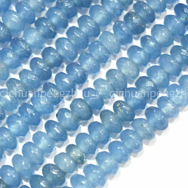 Natural 2x4mm Faceted Brazilian Blue Aquamarine Abacus Gems Loose Beads 15'' AAA