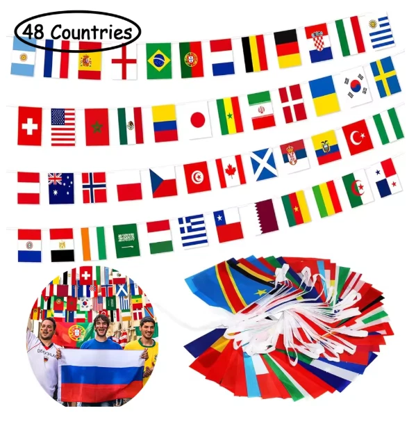 11 METRES WORLD Cup 2026 Football Bunting 48 Country Flags Double Sided 11-metres-world-cup-2026-football-bunting-48-country-flags-double-sided