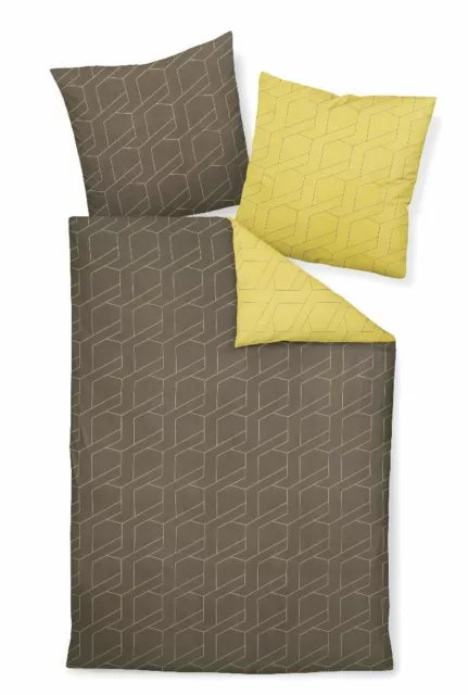 Janine Mako Satin Bettwäsche Loft 95003 Ceylon gelb mit braun 2